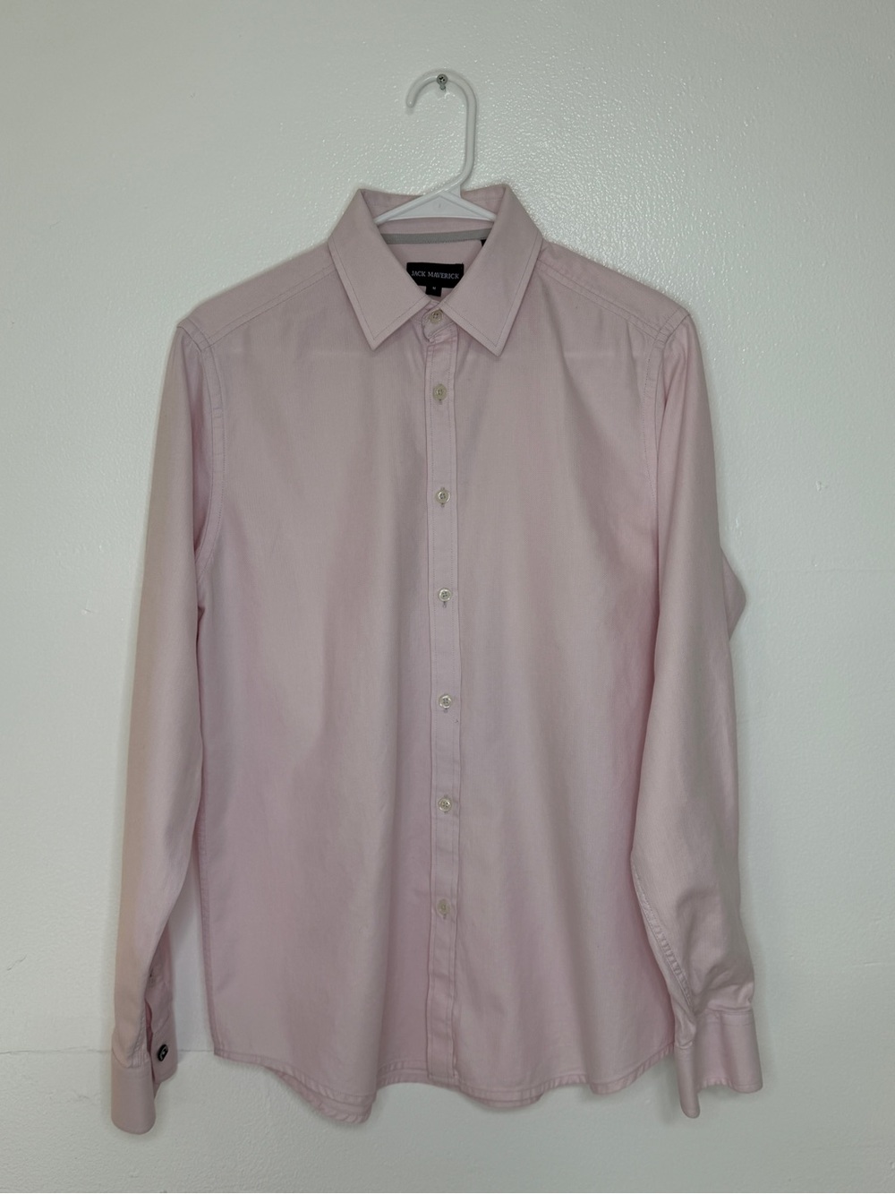 Jack Maverick Men’s Medium Pink 100% Cotton Button-Up Shirt
